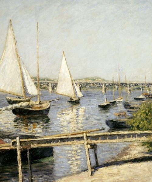The Sailing Boats at Argenteuil . The painting by Gustave Caillebotte