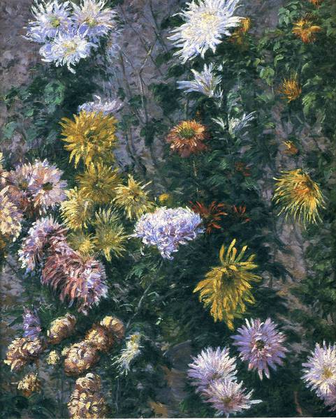 White and Yellow Chrysanthemums. The painting by Gustave Caillebotte