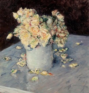 Gustave Caillebotte, Yellow Roses in a Vase, Painting on canvas