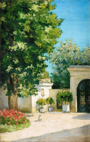 Gustave Caillebotte, Yerres House, the Porch of the Family Home , Painting on canvas
