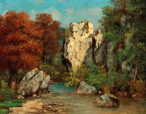 Gustave Courbet, Landscape with Creek and Rocks, Painting on canvas