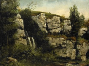 Gustave Courbet, Landscape with Rocky Cliffs and a Waterfall, Art Reproduction