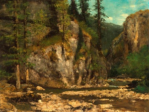 Gustave Courbet, Mountainous Landscape with Stream, Painting on canvas