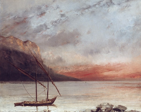 Sunset over Lake Leman. The painting by Gustave Courbet