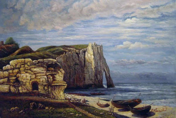 The Cliff At Etretet After The Storm. The painting by Gustave Courbet