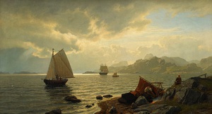 Hans Frederik Gude, Norwegian Coast, Art Reproduction