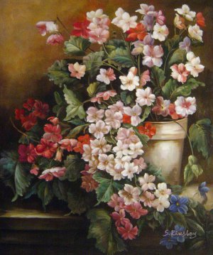 Hector Caffieri, A Study Of Primroses, Art Reproduction