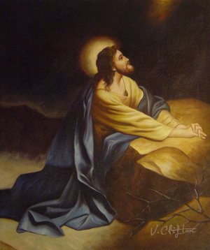 Heinrich Hofmann, Christ In The Garden Of Gethsemane, Painting on canvas
