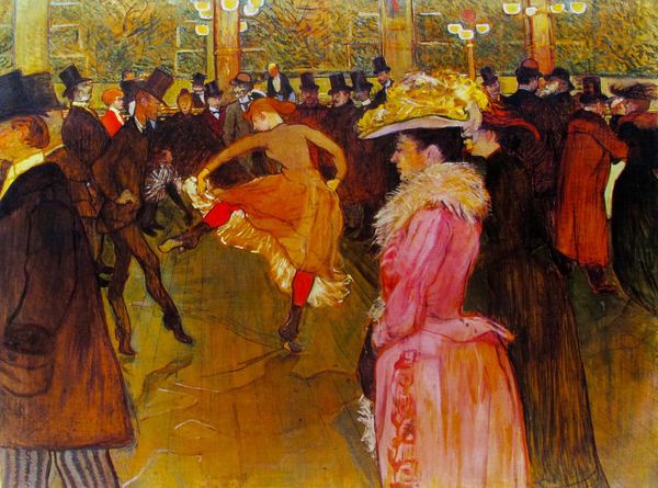 A Dance at the Moulin Rouge. The painting by Henri De Toulouse-Lautrec