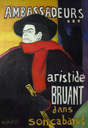 Reproduction oil paintings - Henri De Toulouse-Lautrec - The Ambassadeurs, Aristide Bruant dans son Cabaret