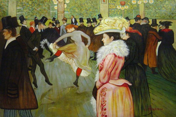 Dance At The Moulin Rouge. The painting by Henri De Toulouse-Lautrec