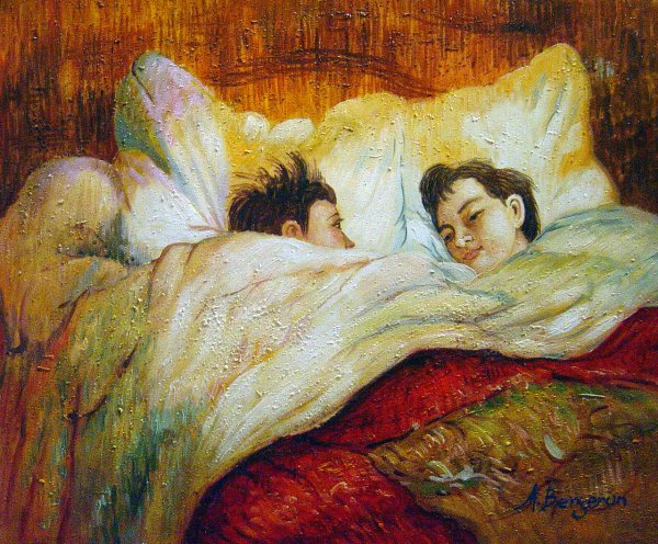 In Bed. The painting by Henri De Toulouse-Lautrec