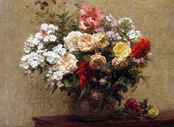 Summer Flowers. The painting by Henri Fantin-Latour