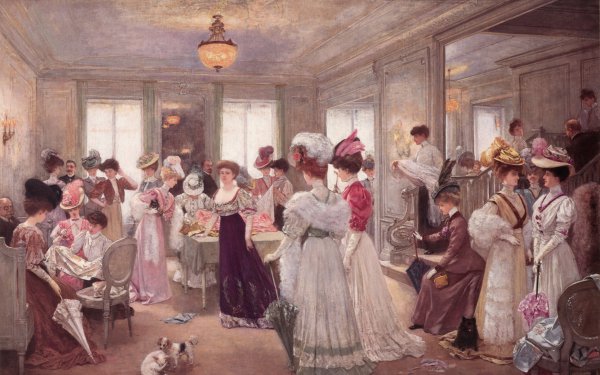 A Cinq Heures chez le Couturier Paquin, 1906. The painting by Henri Gervex