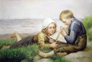 Henri Jacques Bource, A Toy Boat, Painting on canvas