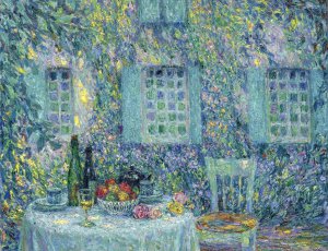 Reproduction oil paintings - Henri Le Sidaner - The Table. The Sun on the Leaves, Gerberoy, 1917