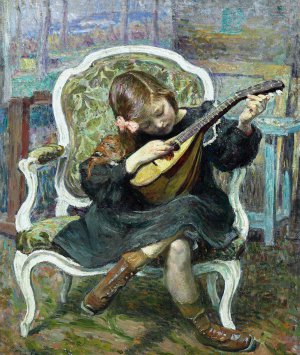 Henri Lebasque, Little Mandolin Player, Marthe Lebasque, 1905, Art Reproduction