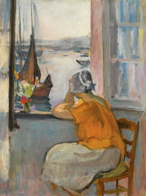 Henri Lebasque, Young Woman in Front of the Window, 1920, Painting on canvas