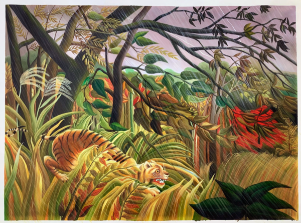 A Tiger in a Tropical Storm (Surprised!) Oil Painting Reproduction