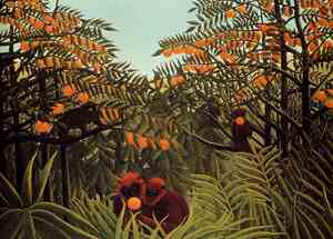Henri Rousseau, Apes in the Orange Grove, Art Reproduction