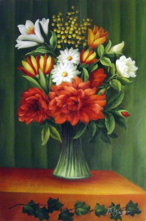 Henri Rousseau, Bouquet Of Flowers With An Ivy Branch, Painting on canvas
