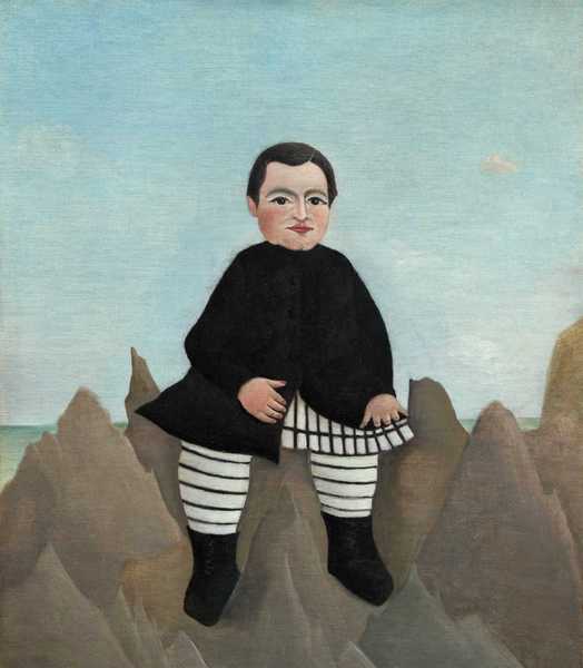 Boy on the Rocks. The painting by Henri Rousseau