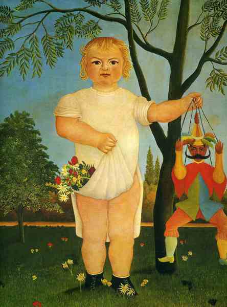 Child with a Puppet. The painting by Henri Rousseau