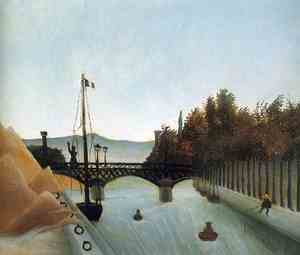 Henri Rousseau, Footbridge at Passy, Painting on canvas