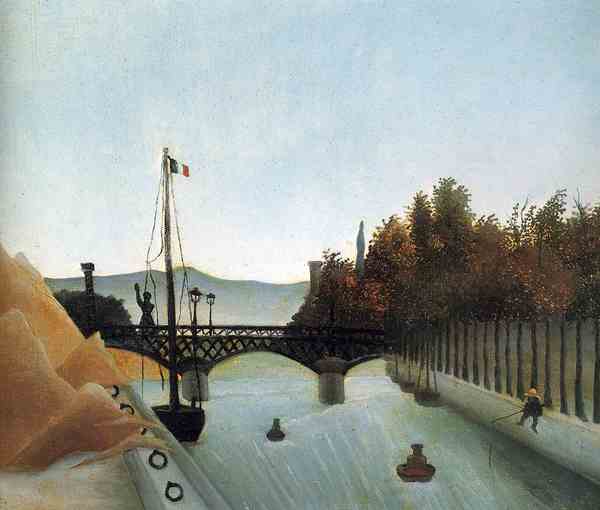 Footbridge at Passy. The painting by Henri Rousseau