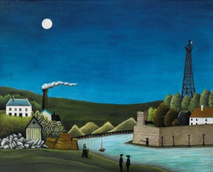 Henri Rousseau, Seine and the Eiffel Tower at Sunset, Art Reproduction