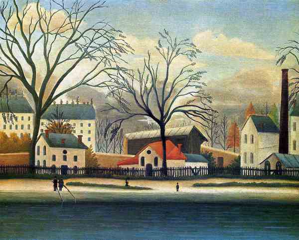 Suburban Scene. The painting by Henri Rousseau