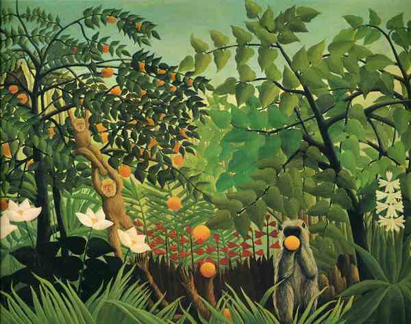 The Exotic Landscape. The painting by Henri Rousseau