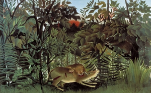 Henri Rousseau, The Hungry Lion Attacking An Antelope, Painting on canvas