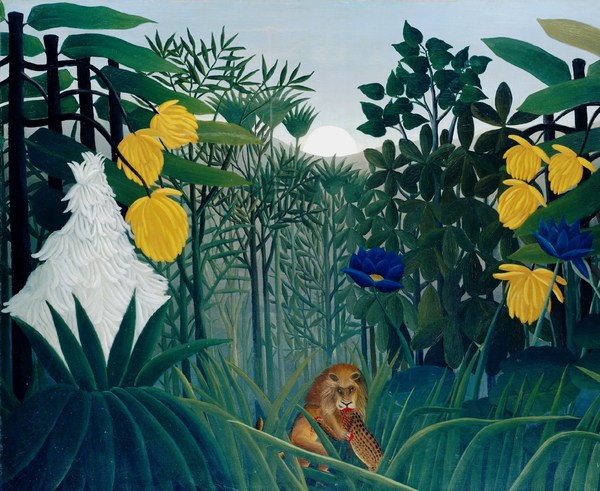 The Repast of the Lion. The painting by Henri Rousseau