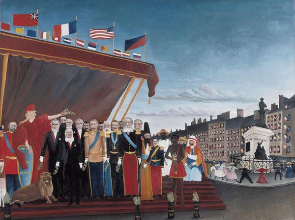 The Representatives of Foreign Powers Coming to Salute the Republic as a Sign of Peace. The painting by Henri Rousseau