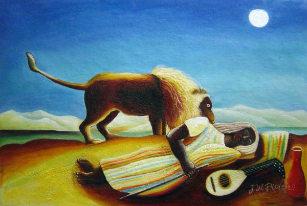 The Sleeping Gypsy. The painting by Henri Rousseau