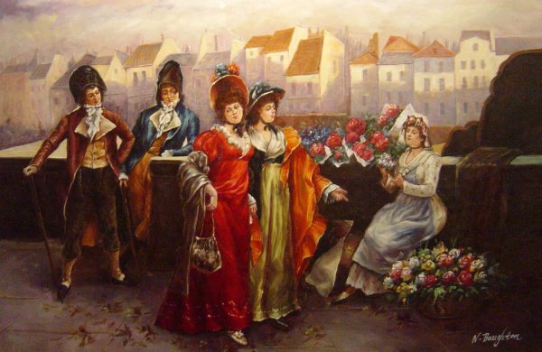 A Flirtation. The painting by Henri Victor Lesur
