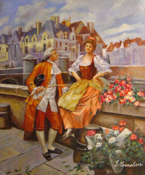 The Flower Seller. The painting by Henri Victor Lesur