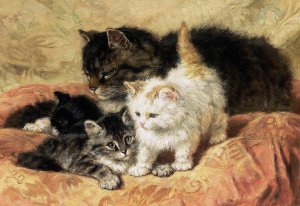 Henriette Ronner-Knip, A Proud Mother, Painting on canvas