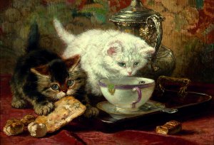 Henriette Ronner-Knip, At High Tea, Painting on canvas
