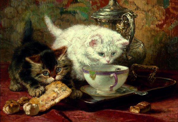 At High Tea. The painting by Henriette Ronner-Knip