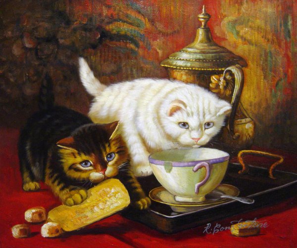 High Tea. The painting by Henriette Ronner-Knip