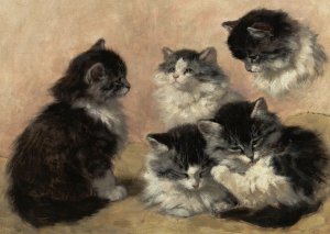 Henriette Ronner-Knip, Kittens at Play, Painting on canvas
