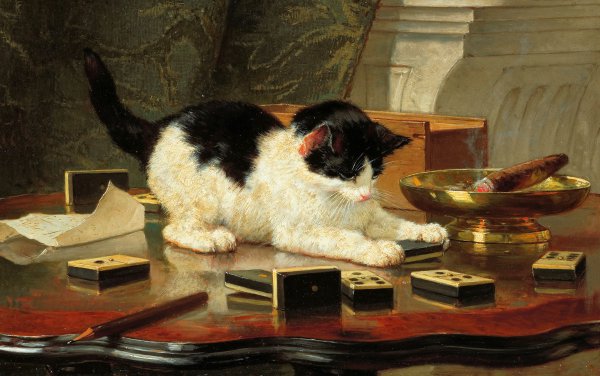 Kitten's Game. The painting by Henriette Ronner-Knip