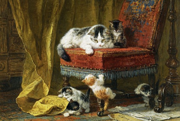 Mother's Pride. The painting by Henriette Ronner-Knip