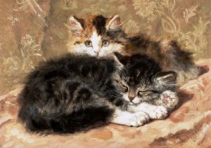 Henriette Ronner-Knip, On the Watch, Art Reproduction