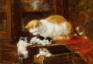 Henriette Ronner-Knip, Playing Time, Art Reproduction