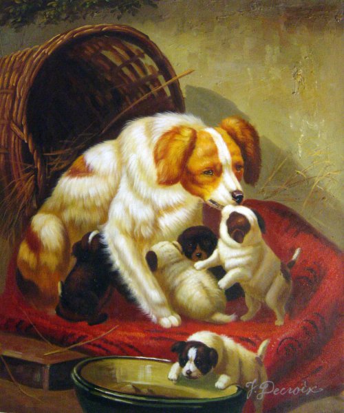 The Happy Family. The painting by Henriette Ronner-Knip
