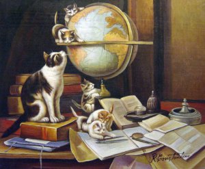Henriette Ronner-Knip, Traveling Around The Globe With Cat And Kittens, Art Reproduction
