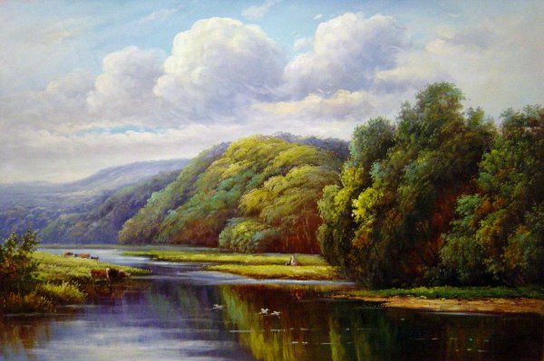 Sleeping Waters, The River Wey. The painting by Henry H. Parker